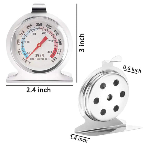 Large Dial Oven Thermometer Pack Of 2 With Dual Scale 50 To 300 C And 100 To 600 F For BBQ Baking Grilling Durable Steel Readable