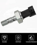 Brake pressure switch with silver threaded metal body, hex nut and black electrical connector