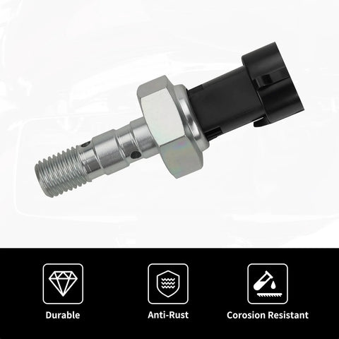 Brake pressure switch with silver threaded metal body, hex nut and black electrical connector