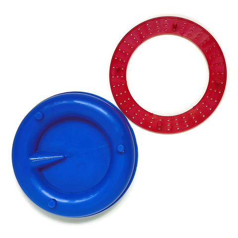 Blue and red components of Bees Feeding Bowl Bee Feeder Waterer For Hive Drowning Proof Plastic Mesh Syrup Dispenser.