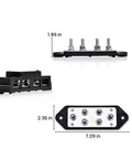 Beefy 400 Amp Busbar With Six M8 Studs For Parallel Battery Banks, 7.09 in long, black and silver dual pack power rail.