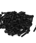 50 Pack Black Nylon Phillips Pan Head Machine Screws M3 X15mm Shop Grade Heavy Duty Fasteners in a pile for DIY projects.