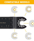 CaRoller 100-piece universal oscillating saw blades kit, front view showing black quick-release blade for wood cutting