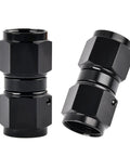 6AN Female To 6AN Female Straight Swivel Coupler Union Fitting Adapter Aluminum Black 2 Pack Beefy High Flow Connector For Automotive Race Ready Marine 1500 PSI Rated Minus Forty To Two Hundred Fifty Degrees Fahrenheit, black aluminum fittings