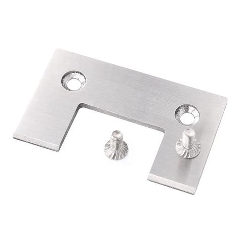 Pair Of Premium 304 Stainless Steel Shower Door Hinges Built Damn Tough For Frameless Glass Doors Featuring A Slick Brushed Finish And Dead Solid 90 Degree Swinging Motion with mounting bracket and screws.