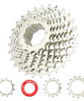 Close-up of 10 Speed Bike Cassette 11-28T For MTB and Road, smooth shifting, steel construction with spacers and lockring, HG hub compatible