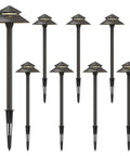 8 Pack 3W LED Low Voltage Pathway Lights Kit With 180 Lumen Output Hardwired 12V Pagoda Style Walkway Lights 3000K Warm White
