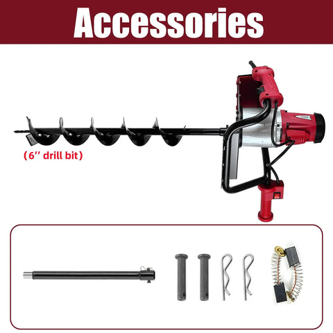 Powerful Electric Post Hole Digger With Reverse Function 1500W 110V 6 Inch Drill Bit Heavy Duty Post Digger accessories