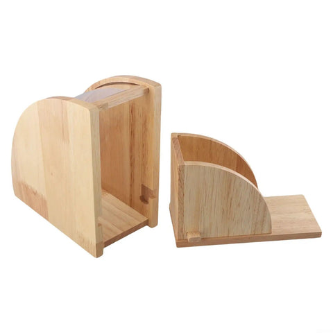 Sweet Wooden Coffee Filter Holder Box Fan Design Compact Countertop Storage Organizer For Hand Drip Brewing Solid Counter Saver close up