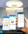 36W LED Music Ceiling Light With Bluetooth Speaker, RGB Color Changing Flush Mount Lamp, Dope App Control And Remote, Waterproof Ceiling Fixture