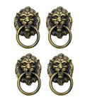 4 Pack Lion Head Cabinet Knobs Pulls Handles With Mounting Screws For Drawers Dressers Wardrobes And Kitchen Cupboards Zinc Alloy Antique Finish Durable Rustic Hardware Set 3.5 Inch Long By 2.2 Inch Wide