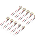 Ten Pack 10mm Piezo Discs For Guitar Pickup Transducers, ultra-thin buzzer film elements with wires, arranged in two rows