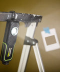 Rechargeable LED Color Match Inspection Light, 500 Lumen, CRI 95, Dual Color Temperatures 5000K and 3500K on metal ladder