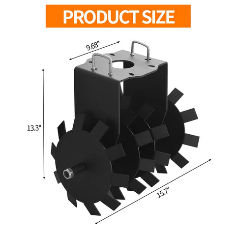 Black Two Pack Disc Harrow Plow For ATV UTV And Garden Tractor Heavy Duty Scraper Blade with product dimensions labeled