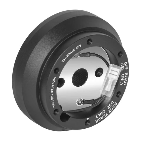 TopRated Racing Steering Wheel Quick Release Short Hub Adapter featuring tight 6X70mm bolt pattern, sleek black aluminum for Nissan 240SX S13.