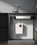 Instant Hot Water Heater Tankless Electric 3000W Wall Mounted under kitchen sink with clear digital display.