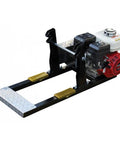 Heavy Duty Ladder Hoist 400 Lb Rating 28 Ft Reach Honda Gas Motor with steel frame and non-slip deck, designed for easy setup.