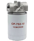 10 Micron Hydraulic Oil Filter Assembly For Petroleum Fluids with three quarter inch ports, white filter body, metallic top