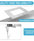8 Pack L Shaped Corner Brackets Stainless Steel 3.23 X 3.23 Inch 90 Degree Right Angle Mending Plates With 40 Screws Includes 5 Holes Per Bracket For Wood Repair showing counterbore holes and thickness measurement.