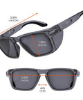 Skullerz Sixten Safety Glasses With Side Shields Anti Fog Anti Scratch ANSI Z87.1 Impact Resistant glasses dimensions