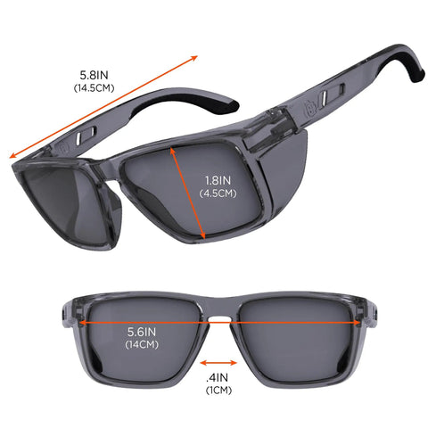 Skullerz Sixten Safety Glasses With Side Shields Anti Fog Anti Scratch ANSI Z87.1 Impact Resistant glasses dimensions