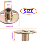 Heavy Duty Screw In Tee Nuts For Furniture Hardware With 3/8-16 Thread Zinc Plated Carbon Steel Frame and dimensions shown.