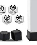 Heavy Duty Rubber Furniture Glide Caps Square Chair Leg Covers Non Slip Floor Savers on furniture leg with icons