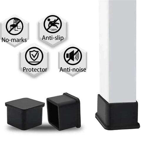 Heavy Duty Rubber Furniture Glide Caps Square Chair Leg Covers Non Slip Floor Savers on furniture leg with icons