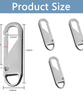 Six Pack Metal Zipper Pull Replacement Handles For Luggage Suitcases Backpacks Jackets Purses And Handbags Instantly Snap On No Tools Needed Durable Silver showing product size.