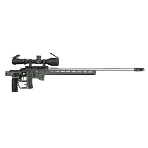 Gen2 Aluminum Chassis System For Rimfire Rifles With Full-Length Pick Rail, Adjustable Cheek Riser And Forend, beefy black rifle