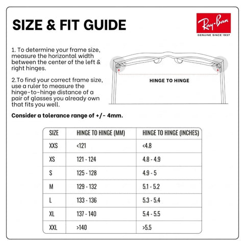 RB0840S Square Non Polarized Sunnies For Men And Women With Dark Grey Lenses Includes Official Eyewear Kit sizing chart
