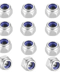 Image showing M6x1mm Nylon Insert Hex Lock Nuts, 50 Pack, 304 Stainless Steel, arranged to display anti-loosening feature.
