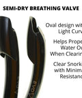 Vapor Semi Dry Snorkel For Snorkeling Mask And Underwater Breathing Gear With Purge Valve emphasizing semi-dry valve design.