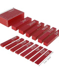 Real Deal Inch Precision Gauge Block Set With Heavy Duty Aluminum Setup Bars For Dead On Router And Table Saw Calibration Top Notch Woodworking Height Gauges featuring various sizes with clear etchings.