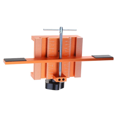 Easy Cabinet Door Mounting Clip And Installation Tool for Secure Kitchen Cabinets Wardrobes in orange metal with measurements