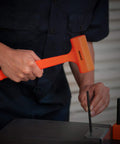 2 Pound Neon Orange Dead Blow Hammer With Unibody Molded Handle And Checkered Grip For Maximum Impact, Steel Shot Filled Head Prevents