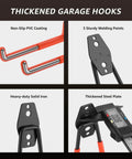 30 Pack Heavy Duty Wall Mount Garage Hooks For Bikes, Ladders, Tools, And Garden Equipment features PVC coating and steel construction