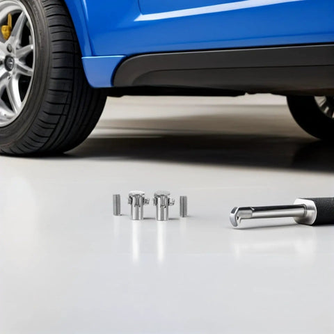 Two Piece Auto Sheet Metal Dent Repair Tool Set With Iron Changeover Heads Ultra Portable Mini Dent Removal Kit For Cars To Fix Dents And Dings On The Go Beefy Slider Head For Even Pressure, blue car side