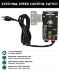 External speed control switch for Badass 3 1/4 Horsepower Router Motor With External Variable Speed Control.