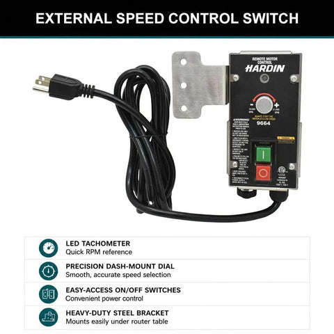 External speed control switch for Badass 3 1/4 Horsepower Router Motor With External Variable Speed Control.
