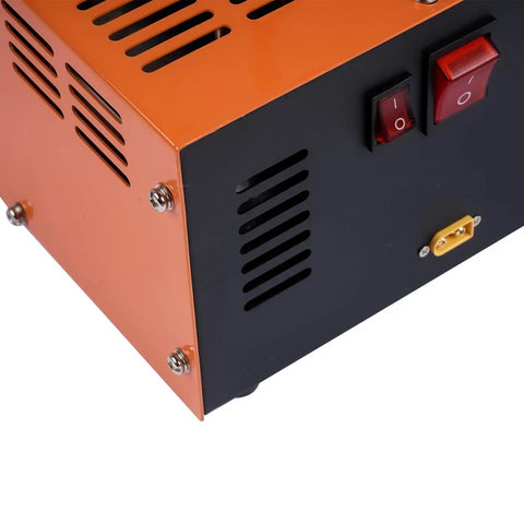 Rock Solid Heavy Duty High Pressure Portable Pcp Air Compressor Pushes Hard To 4500 Psi With Brushless Motor showing power switches and vents.