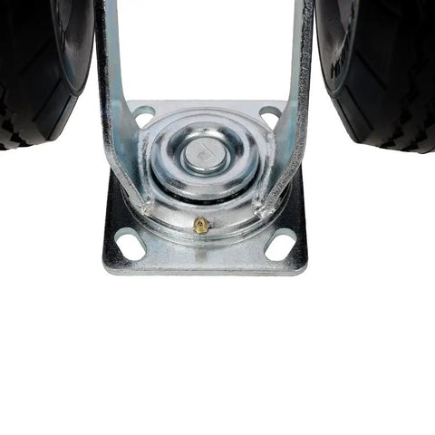 Beefy 8 Inch Dual Wheel Swivel Caster With Heavy Duty Flat Free PU Tires, Zinc Plated Top Plate, 660 Lbs Load Capacity For Cart, Dolly, Equipment And Industrial Transport close-up