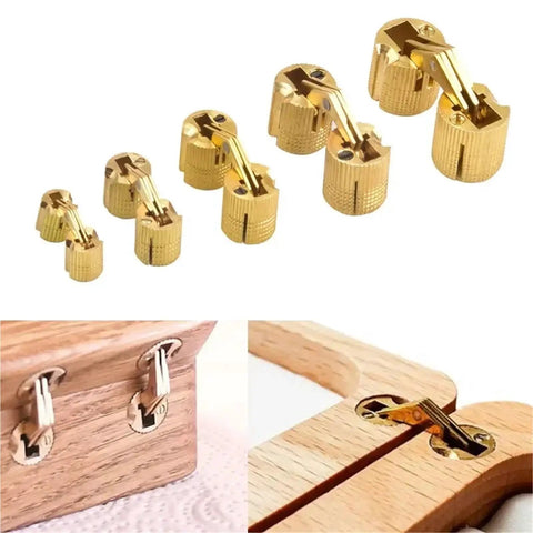 Hidden Cabinet Hinges Copper Brass Mount For 8 To 18mm Doors Concealed Hardware For A Clean Look installed on wood cabinet