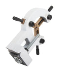 Rock Solid Cast Iron Steady Rest For Mini Wood Lathes 8X16 Inch Stabilizer detailed view showcasing white metal design and adjustable clamps.