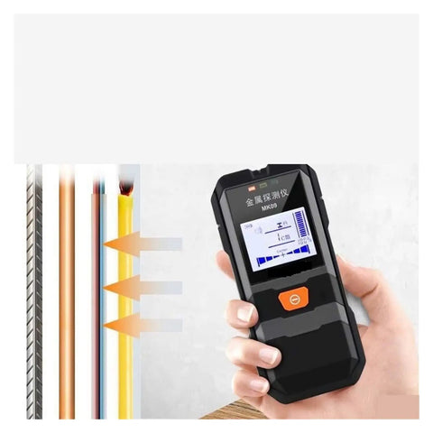 Top Shelf Rebar Scanner And Slick Wall Metal Detector Featuring Auto Calibration To Effortlessly Snag Live Cables And Wooden Joists Inside Standard Drywall Surfaces, compact size in hand.