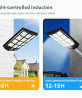JUDYSSY Solar Street Lights Outdoor Remote Control with light-control induction feature, mounted on a wall for efficient lighting.