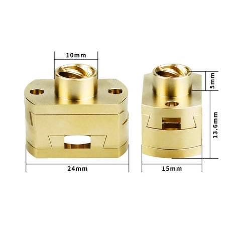 Upgrade Your 3D Printer With This Cool 2PC T8x8mm Oldham Coupling And Nut Set Perfect For Ender3 Or CR10 Z Axis Screw Builds To Ensure Super Smooth Printing Adventures And Top Notch Performance Today brass 10mm 3D printer lead screw coupler set