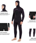 Two Piece 7mm Neoprene Spearfishing Wetsuit With Hood For Cool Water Diving And Snorkeling Long Sleeve Set With Chest Pad