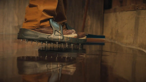 Viewing Spiked Shoes For Resinous Epoxy Floor Coatings With Replaceable Spikes Slip On Quick Fit Sharp Or Rounded Spike Options