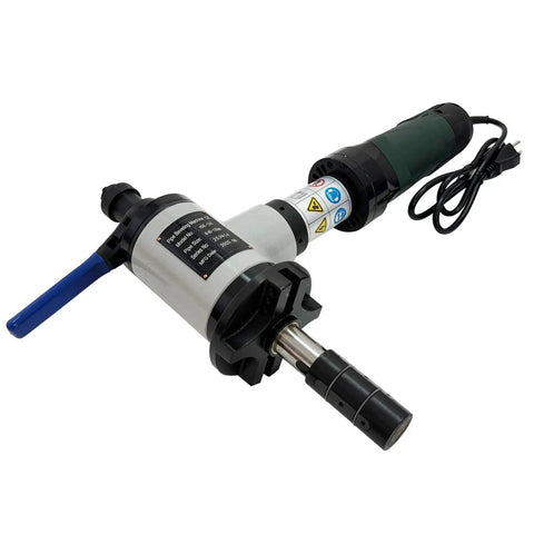 Built Different Portability Meets Insane Cutting Power In This Aluminum Handheld Electric Pipe Beveler And Internally Expanding Chamfering Machine On 220V close-up of the motor and handle.